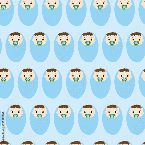Baby Boy Seamless Repeat Vector Pattern Newborn Babies With