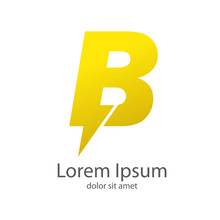 Logotipo Letra B Estilo Rayo Color Amarillo