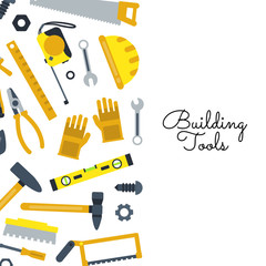 Wall Mural - Vector flat construction tools background with place for text illustration