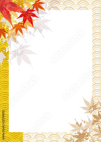 和柄 和風のイメージ背景 紅葉 年賀状 秋 お正月のイメージイラスト 縦 Stock ベクター Adobe Stock