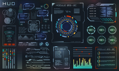 HUD and UI Set Elements, Sci Fi Futuristic User Interface, Tech and Science Design