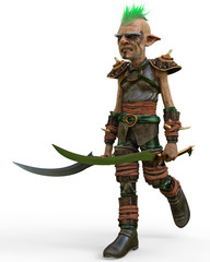 Wall Mural - elf warrior defender in a white background