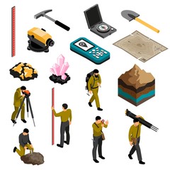 geologist isometric set
