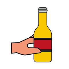 Sticker - hand holding bottle beer isolated design