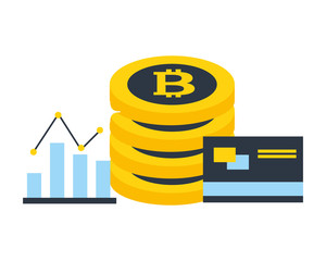 Poster - stack bitcoins bank credit card chart fintech