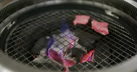 Poster - Japanese barbecue with beef in restaurant