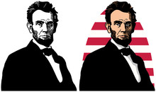 An Illustrated Portrait Of Abraham Lincoln The 16th President Of The United States. 