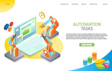 Wall Mural - task automation landing page website vector template