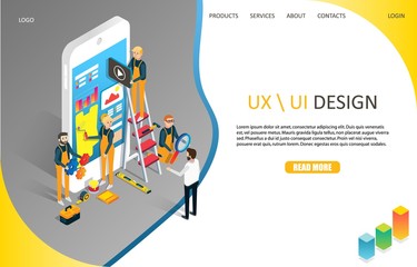 Wall Mural - ux or ui design landing page website vector template