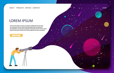Wall Mural - Space astronomy science vector web banner template