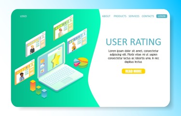Wall Mural - user rating landing page website vector template
