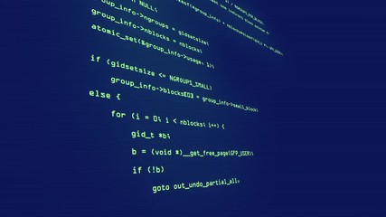 Wall Mural - side view from software source code parts with green characters. programming code running down in te
