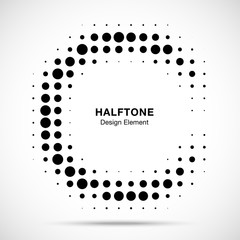 Wall Mural - halftone circle frame dots logo emblem. design element for medical, treatment, cosmetic. round borde