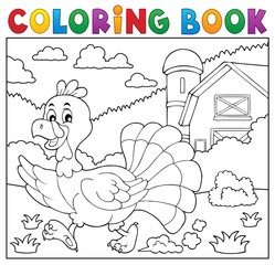 Poster - Coloring book running turkey bird 2