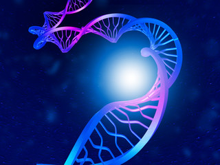 Wall Mural - DNA on  dark blue background. 3d illustration .