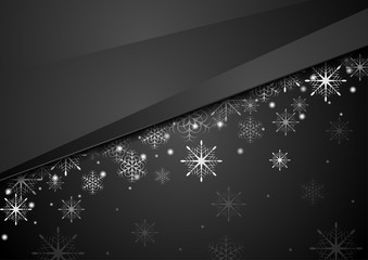 Black abstract snowflakes Christmas corporate background