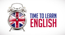 Alarm Clock With British Flag On Clock Face - Learning Concept 