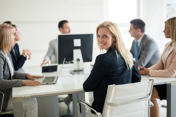 Business people conference in modern meeting room in office