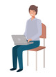 © Grgroup - man sitting in school chair with laptop