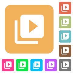 Sticker - Video library rounded square flat icons