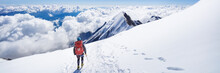 Trekking To The Top Of Mont Blanc Mountain In French Alps