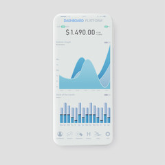 Leinwandbilder - Clean Mobile UI Design Concept. Trendy Mobile Banking. Cryptocurrency Technology. Bitcoin Exchange. Financial analytics. Trading Business Application Template. Vector