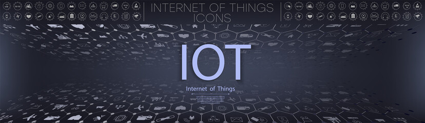Fototapete - 	 Internet of things (IoT) and networking concept for connected devices. Spider web of network connections with on a futuristic blue background