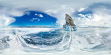 Fototapeta  - ice on winter Lake Baikal near Ogoy island. Siberia, Russia. Spherical 360vr panorama