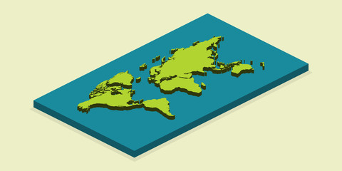 Wall Mural - 3d earth map in isometric design with shadow on light background