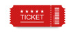 Red ticket vector icon with shadow on blank background