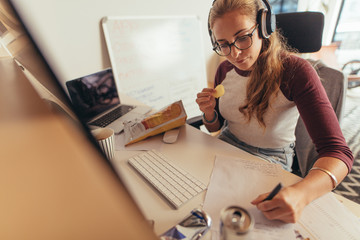 female coder working on new software development