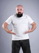 © New Africa - Fat man on grey background. Weight loss