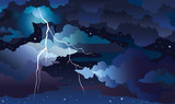 Fototapeta Dinusie - Night storm and lightning on a sky.