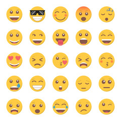 Set of emoticon smile icon in a flat design