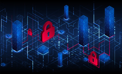 Fototapete - Protection mechanism, system privacy. Vector illustration