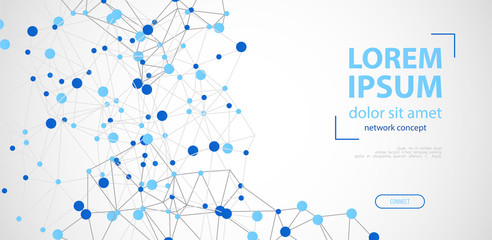 Abstract polygonal vector background with connecting dots and lines. Explode geometric shapes.