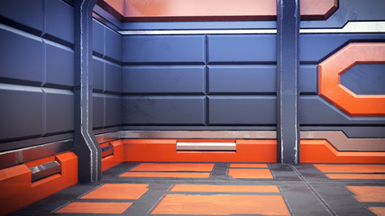 Wall Mural - 3d illustration of futuristic design spaceship interior. render