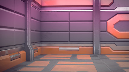 Wall Mural - 3d illustration of futuristic design spaceship interior. render