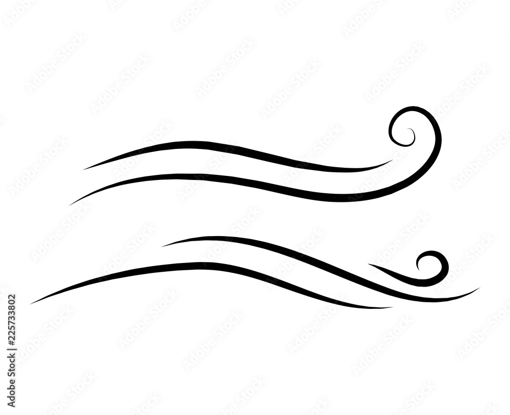 wind doodle blow, gust design isolated on white background - obrazy, fototapety, plakaty 