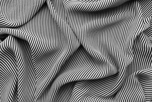 Silk Fabric With Black And White Striped Pattern
