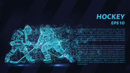 Wall Mural - A hockey game consists of points. Particles in the form of a hockey player on a dark background. Vector illustration. Graphic concept of hockey.