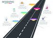 Business infographic template with 5 options road shape