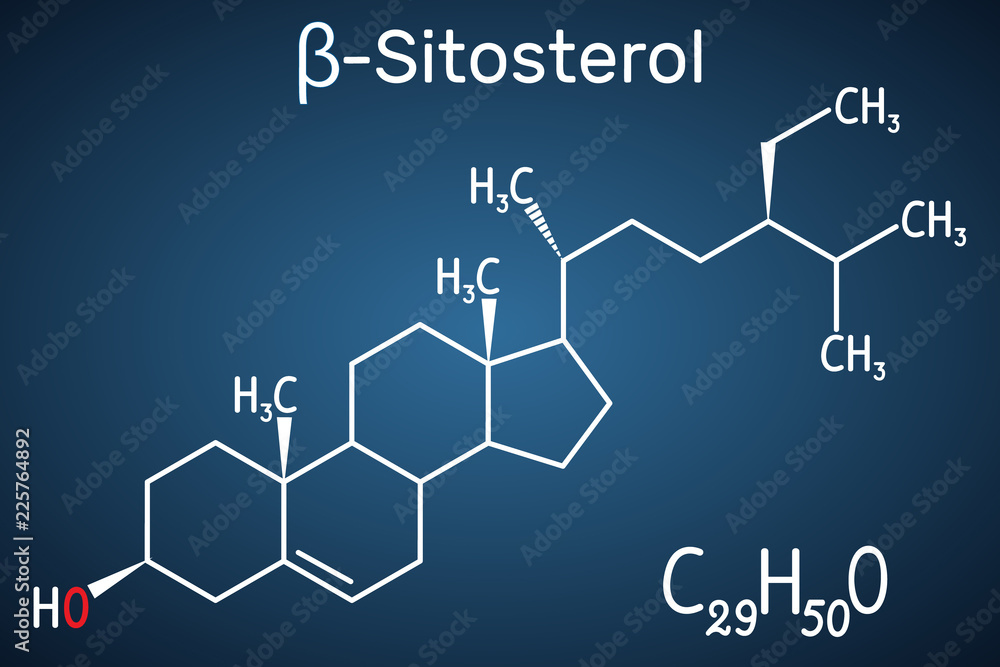 Beta-sitosterol molecule. It is phytosterols (plant sterols) on the ...