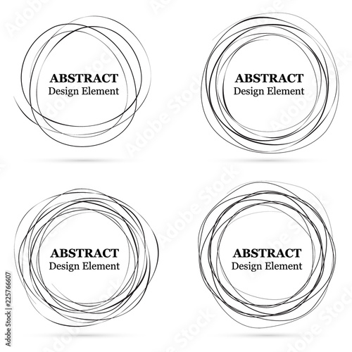 Set of abstract hand drawn circles for your design. Scribble circle lines vec...