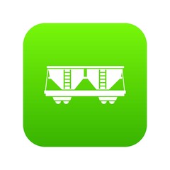 Freight railroad car icon digital green for any design isolated on white vector illustration