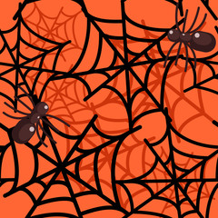 Spider web seamless halloween vector pattern