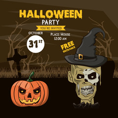 Poster - Halloween party invitation card