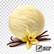 Realistic vector vanilla ice cream scoops (vanilla flower and sticks)