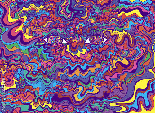 Photo Psychedelic colorful eyes and waves