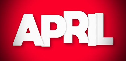 april - clear white text written on red background